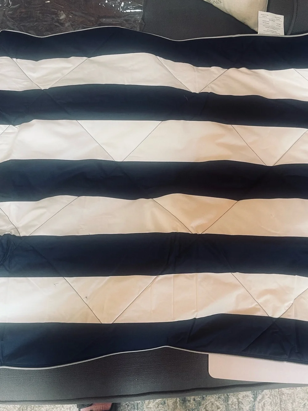 Pottery Barn nautical Striped Euro pillow sham . NWT